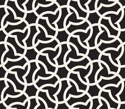 Vector seamless pattern. Repeating geometric elements. Stylish monochrome b.. 스톡 일러스트