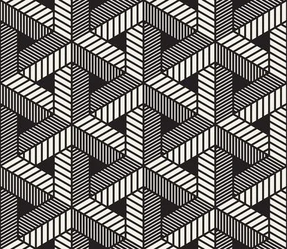 Vector seamless pattern. Repeating geometric elements. Stylish monochrome b.. Illustrazione stock