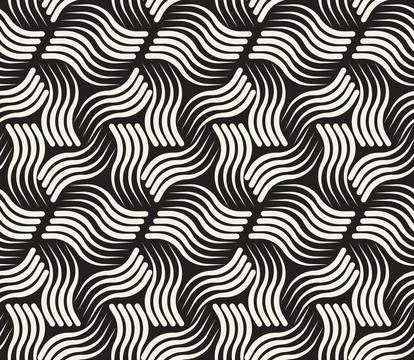 Vector seamless pattern. Repeating geometric elements. Stylish monochrome b.. 库存插图