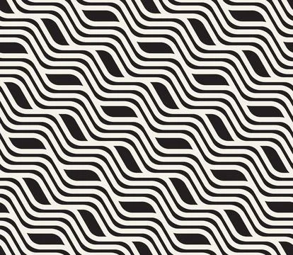 Vector seamless pattern. Repeating geometric abstract elements. Stylish monoc Stock Illustration