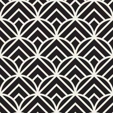 Vector seamless pattern. Repeating geometric abstract elements. Stylish monoc 스톡 일러스트