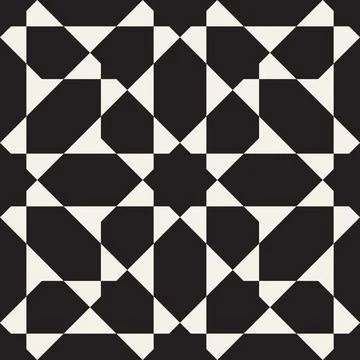 Vector seamless pattern. Repeating geometric elements. Stylish monochrome b.. Stock Illustration