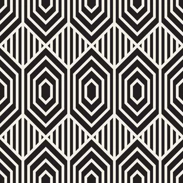 Vector seamless pattern. Repeating geometric elements. Stylish monochrome b.. Stock Illustration