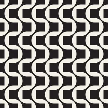 Vector seamless pattern. Repeating geometric elements. Stylish monochrome b.. Illustrazione stock