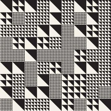Vector seamless pattern. Repeating geometric elements. Stylish monochrome b.. Illustrazione stock