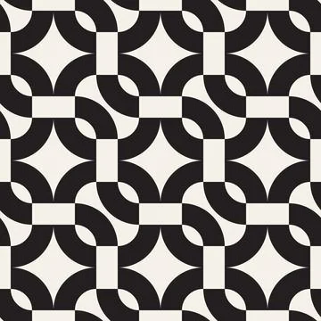Vector seamless pattern. Repeating geometric elements. Stylish monochrome b.. Stock Illustration