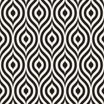 Vector seamless pattern. Repeating geometric elements. Stylish monochrome b.. Stock Illustration