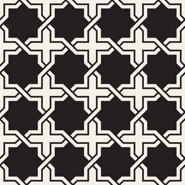 Vector seamless pattern. Repeating geometric abstract elements. Stylish monoc 스톡 일러스트