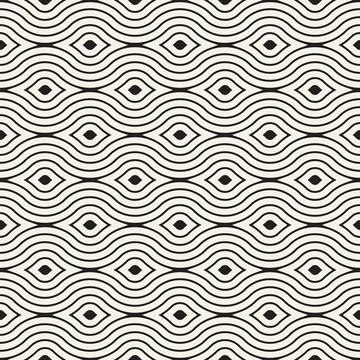 Vector seamless pattern. Repeating geometric elements. Stylish monochrome b.. 스톡 일러스트