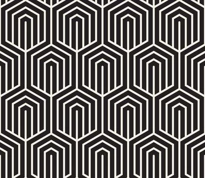 Vector seamless pattern. Repeating geometric abstract elements. Stylish monoc Stock Illustration