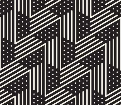 Vector seamless pattern. Repeating geometric elements. Stylish monochrome b.. 스톡 일러스트
