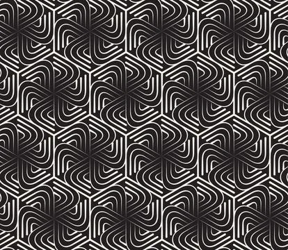 Vector seamless pattern. Repeating geometric elements. Stylish monochrome b.. 库存插图