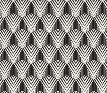 Vector seamless pattern. Repeating geometric elements. Stylish monochrome b.. Illustrazione stock