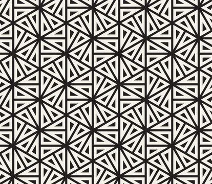 Vector seamless pattern. Repeating geometric elements. Stylish monochrome b.. 库存插图