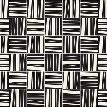 Vector seamless pattern. Repeating geometric elements. Stylish monochrome b.. Stock Illustration