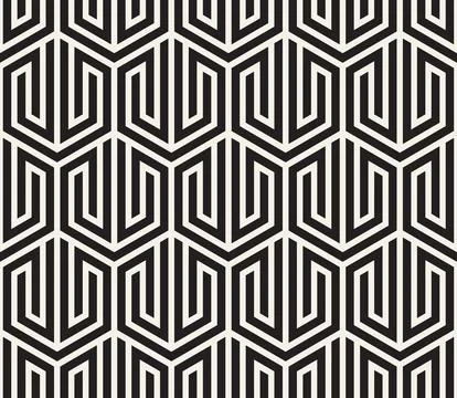 Vector seamless pattern. Repeating geometric elements. Stylish monochrome b.. Stock Illustration