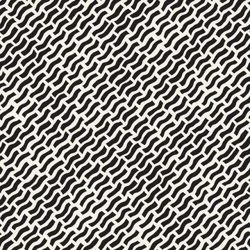Vector seamless pattern. Repeating geometric elements. Stylish monochrome b.. Stock Illustration