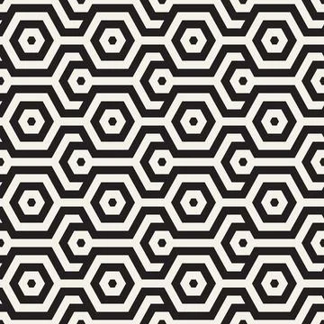 Vector seamless pattern. Repeating geometric elements. Stylish monochrome b.. Stock Illustration