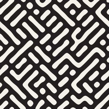 Vector seamless pattern. Repeating geometric abstract elements. Stylish monoc 스톡 일러스트