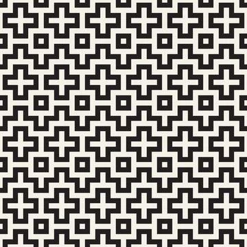 Vector seamless pattern. Repeating geometric abstract elements. Stylish monoc Stock Illustration