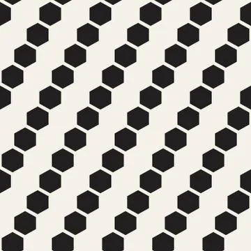 Vector seamless pattern. Repeating hexagon shapes background. Black and white Stock Illustration
