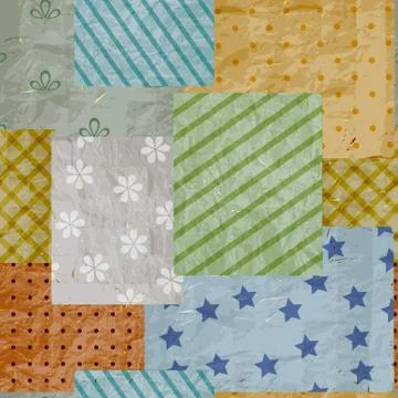 Vector seamless pattern with retro crumpled papers 스톡 일러스트