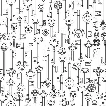 Vector seamless pattern with retro keys. Vintage background. Stock-Illustration