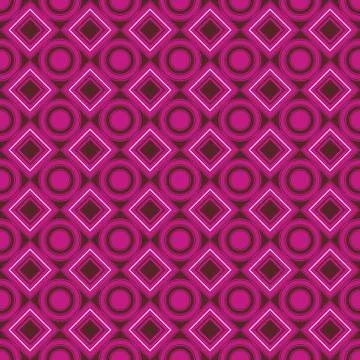 Vector seamless pattern. rhombus, Burgundy, pink, monochrome square, circle,  Stock Illustration