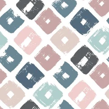Vector seamless pattern with rhombuses. Abstract background made using of brush Stock Illustration