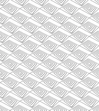 Vector seamless pattern of rhombuses and mazes of black lines. Stock Illustration