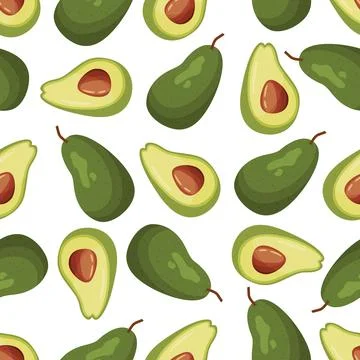 Vector seamless pattern with ripe avocados Stock Illustration