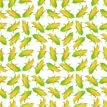 Vector seamless pattern with ripe golden corn cobs. Stock Illustration