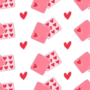 Vector seamless pattern with romantic candy boxes in heart shape for Happy Stock Illustration