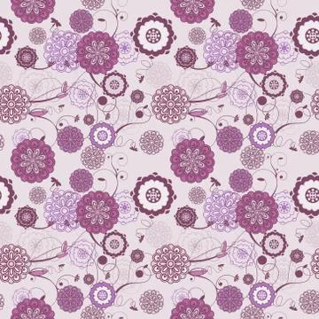 Vector seamless pattern with romantic floral background. Subtle pastel tints  Stockillustratie