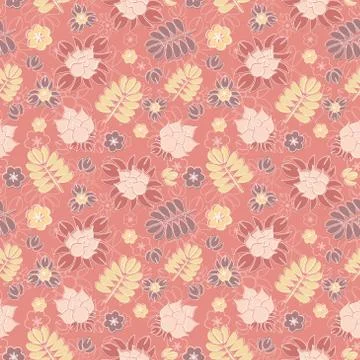 Vector seamless pattern with romantic floral background. Subtle pastel tints  Stockillustratie