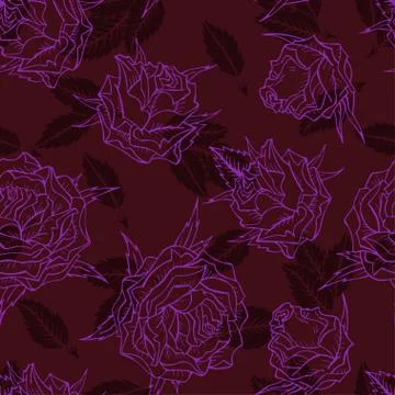 Vector seamless pattern with roses. Stock Illustration