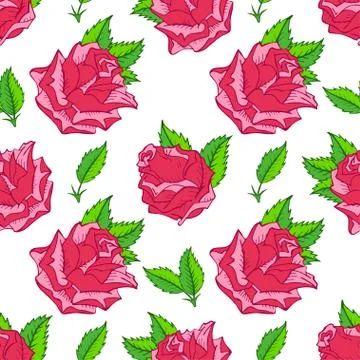 Vector seamless pattern with roses. Stock Illustration