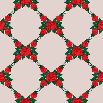 Vector seamless pattern with roses Stock Illustration