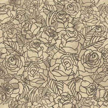 Vector seamless pattern with roses Stock Illustration