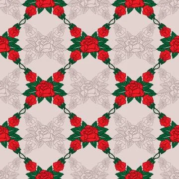Vector seamless pattern with roses Stock Illustration