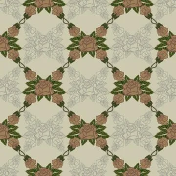 Vector seamless pattern with roses Stock Illustration
