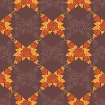 Vector seamless pattern with roses Stock Illustration