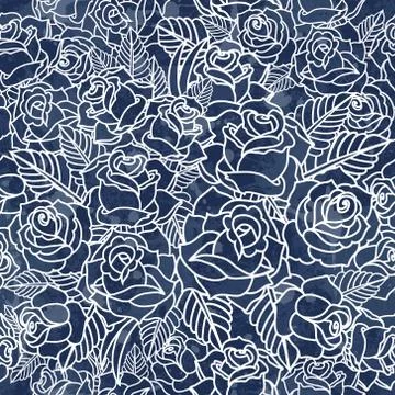 Vector seamless pattern with roses Stock Illustration