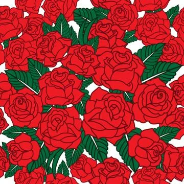 Vector seamless pattern with roses Stock Illustration