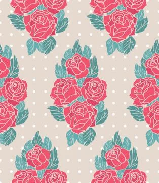 Vector seamless pattern with roses Stock Illustration