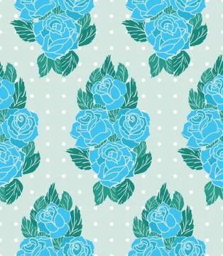 Vector seamless pattern with roses Stock Illustration