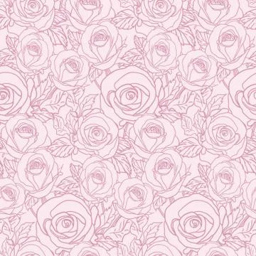 Vector seamless pattern with roses Stock Illustration