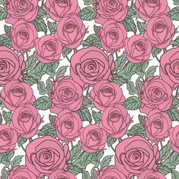Vector seamless pattern with roses Stock Illustration