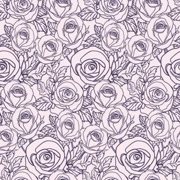 Vector seamless pattern with roses Stock Illustration