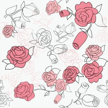 Vector seamless pattern with roses Stock Illustration